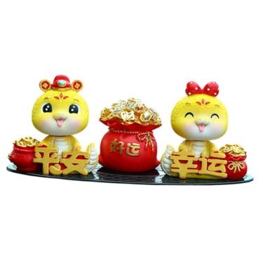 Imagem de FLCPJGV 3 peças saco de dinheiro conjunto de estátuas de decorações de painel de carro enfeites de mesa, Style B