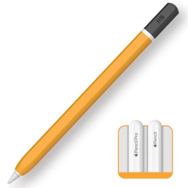 Imagem de TRONWIN Capa para Apple Pencil Pro, capa de design clássico de lápis, capa de silicone para Apple Pencil 2ª geração, capa para Apple Pencil Pro com aderência perfeita (amarela)
