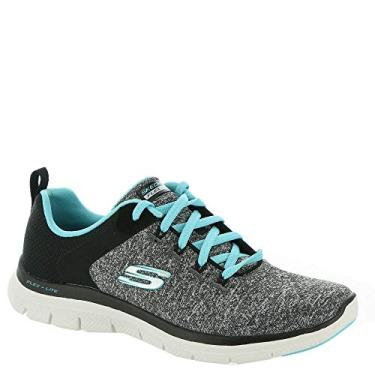 Imagem de Skechers Tênis Feminino Flex Appeal 4.0, Preto/azul claro, 9