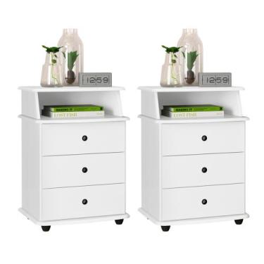 Imagem de Kit Mesa de Cabeceira Escrivaninha Decorativa Luxo Gavetas e Nicho EJ 