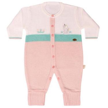 Imagem de Macacão Bebe Menina Tricô Luxo Com Pé Reversível - Chandra, P, Rosa un