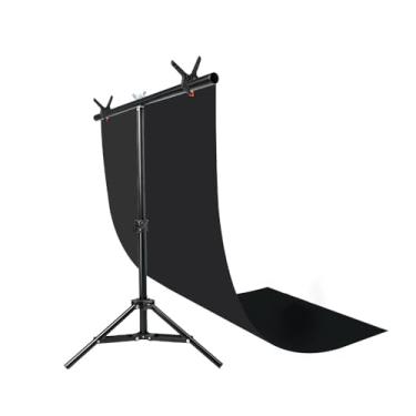 Imagem de SOU FOTO Kit Fundo Infinito com Suporte em T 70cm e PVC 115x60cm para Fotos Still e Vídeos de Produtos – Ideal para E-commerce, Marketplace e Redes Sociais (Preto)