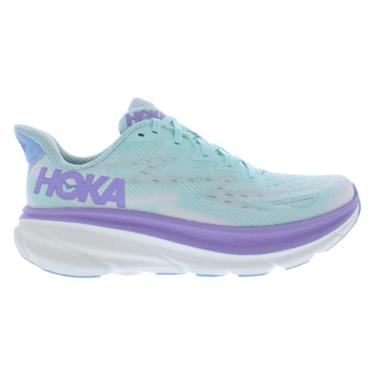 Imagem de HOKA ONE ONE Clifton 9 Tênis feminino, Oceano iluminado pelo sol/névoa lilás, 40