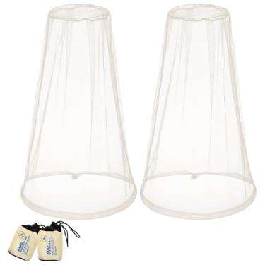 Imagem de Hestya Pacote com 2 redes de malha para cabeça de mosquito, insetos, insetos, proteção para o rosto para atividades ao ar livre, caminhadas, acampamento, escalada, caminhada (bege)