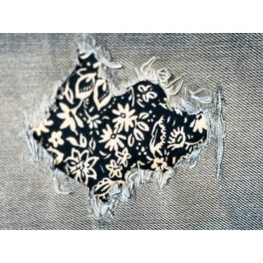 Imagem de Tecido Floral Stretch II Peek-A-Boo Iron On Patches da HoleyPatches em diversas cores/tamanhos - Feito à mão nos EUA (floral verde escuro, conjunto de 5 a 7,6 cm x 12 cm)