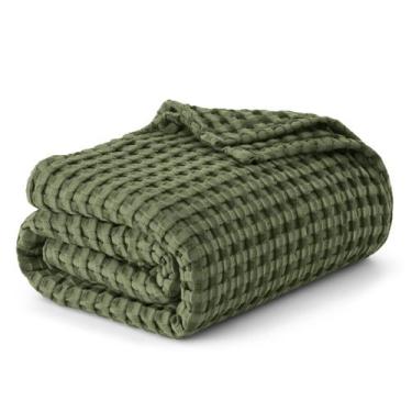 Imagem de Cobertor King Bedsure em Algodão Waffle - Verde - 264x229cm
