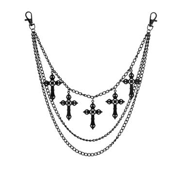 Imagem de Sacina Correntes para o corpo da calça com cruz preta, One Size, Liga de zinco, ferro, Sem Pedra Preciosa