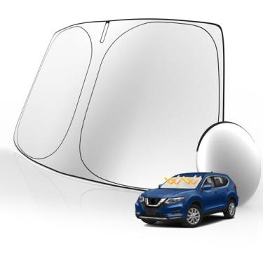 Imagem de Tombyda Para-brisas para acessórios Nissan Rogue 2014-2020 (não é para Rogue Sport & Rogue 3ª geração) Protetor solar personalizado para janela frontal, design de camada dupla, não é adequado para