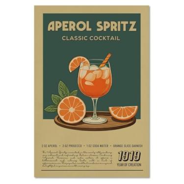 Imagem de MINI ZOZI Carrinho de bar 30,5 x 40,6 cm vintage retrô coquetéis decoração de parede decoração estética moderna aperol spritz pôsteres vinho álcool faculdade dormitório apartamento sala de estar