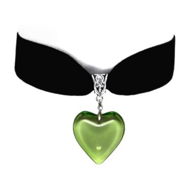 Imagem de Kysin Chiys Colar gargantilha de coração vermelho, acessórios de fantasia gótica, colares gargantilha de coração preto para mulheres, Halloween, colar de sangue de vampiro, colar com pingente de