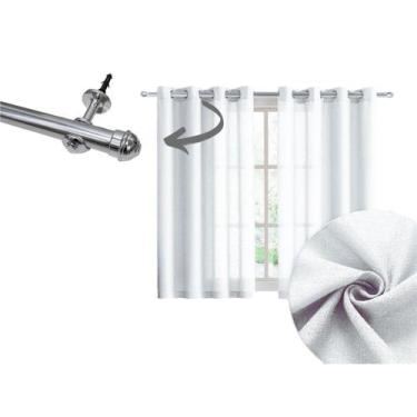 Imagem de Cortina Sala 3m Com Varão 2m Incluso Kit Completo Tecido Rústico - Cas