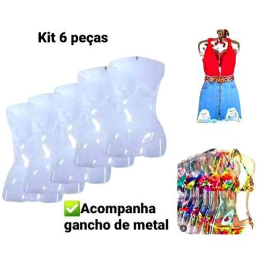 Imagem de Manequim feminino adulto (cabide silhueta) transparente com gancho de 