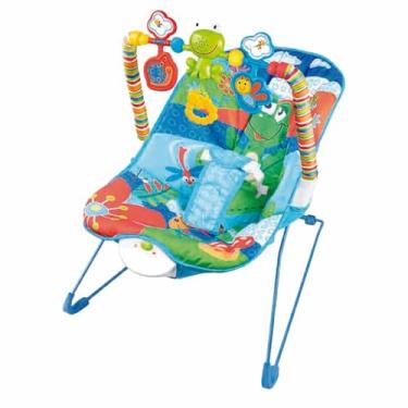 Imagem de Zippy Toys, Cadeira de Descanso Bebê com Música e Vibração Estrutura Plástico e Ferro Tamanho Compacto para Casa e Viagem, Azul