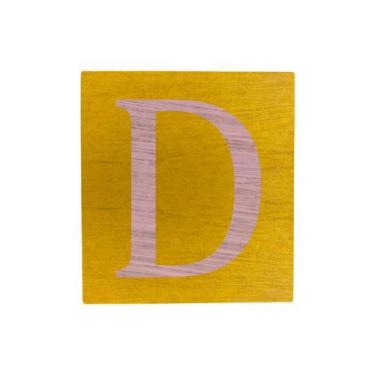 Imagem de Cubo Amarelo Letra Rosa Bebê Festa Chá de Bebê Decoração 8x8x8 Cm Mdf 