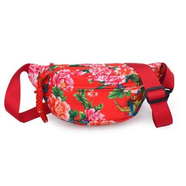 Imagem de eYLun Pochete feminina bolsa tiracolo ajustável casual bolsa de cintura moderna bolsa de peito bolsa de cintura para viagem, caminhada, corrida, caminhada, Vermelho, 33*15*11cm, Estilo B