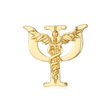 Imagem de Broche de caduceu psicologia, haste médica de asclépio para psicólogo, médico, enfermeira, mochila, crachá de lapela, 2.2cm, Metal, Sem Pedra Preciosa