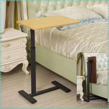 Imagem de Mesa de cama, mesa de cama portátil com rodas pneumática para cama de hospital com altura ajustável, mesa de laptop com rodinhas para escritório, casa, medicina e escola