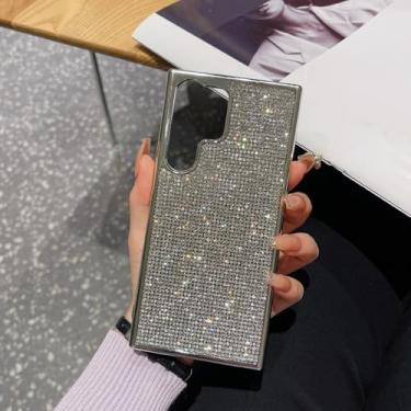 Imagem de HPQWN Para S24 Plus TPU Phone Case Luxo Glitter Soft Protection Cover Acessórios (Para S24 Plus/Prata)