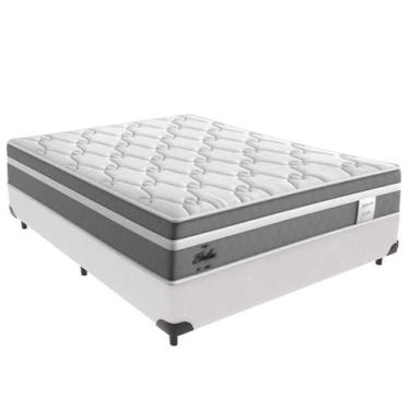 Imagem de Cama Box Casal Branco + Colchão Berlim Molas Ensacadas Probel