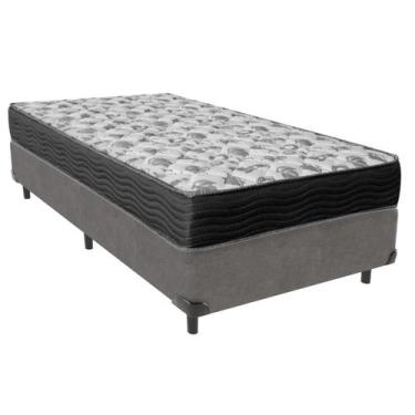 Imagem de Cama Box Solteiro Cinza + Colchão ISO100 D33 Ortobom