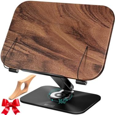 Imagem de MEUXG Suporte de livro para leitura, base giratória de 360°, suporte de mesa ajustável em altura, suporte dobrável para livro de receitas com as mãos livres, para partituras de música, receita,