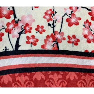 Imagem de Manta Microfibra Estampada - Sonho Bom, Flor Salmão