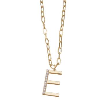 Imagem de Ettika Colares com inicial feminina. Pingente de pérolas banhadas a ouro 18K, colar com letras. Colar com inicial de ouro, corrente delicada, One Size, Banhado a ouro 18K, Sem Pedra Preciosa