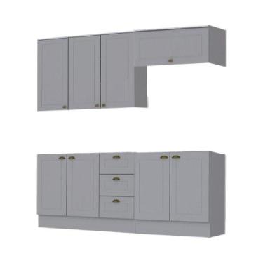 Imagem de Cozinha Modulada Cooktop 4 Peças Com Tampo Henn Americana Cinza - MÓVE