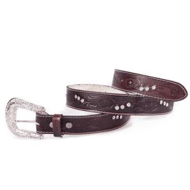 Imagem de Cinto Country Feminino Couro  Metal Pedraria Strass Grande - Pampas Co