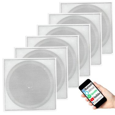 Imagem de Kit 1 Caixa Bluetooth Quadrada Ativa + 5 Passivas 70w Brancas - Le Son