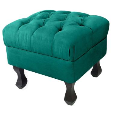 Imagem de Puff Decorativo Em Captonê Retrô Luis Xv Suede Azul - lm decor