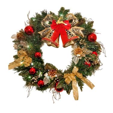 Imagem de Guirlanda De Natal Decorada Luzes De Led 50cmx50cm Luxo