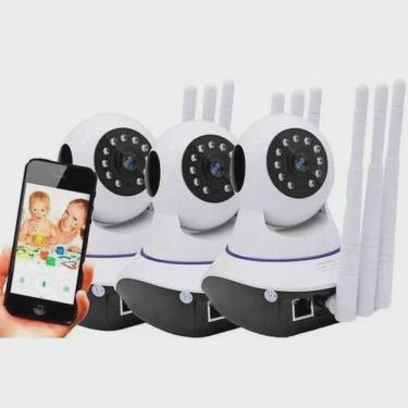 Imagem de Kit 3 Camera Ip Wifi 3 Antenas App Yoosee Onvif Full Hd 1080p P2p 360º