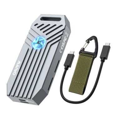 Imagem de MAIWO Gabinete SSD M.2 NVMe de 40 Gbps, gabinete NVMe externo sem ferramentas USB4 para chave M 2280, compatível com Thunderbolt 4/3/USB4/USB C com ventilador de resfriamento, invólucro de liga de