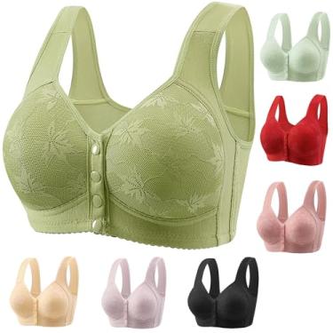 Imagem de Ellymuse Daisy Bras, Lightweight, Breathable and Gathered Front Closed Push-Ups for Women, Daily Comfort Bra for Older Women(Green,X-L)