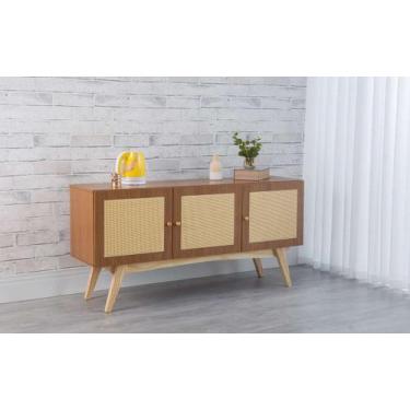 Imagem de Balcão Buffet Para Sala De Jantar Mdf Freijó Pés Taeda 3 Portas Freijó