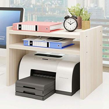 Imagem de Prateleira/suporte de impressora, suporte de impressora a laser, copiadora, escâner, prateleira com organizador de papel de mesa de madeira para casa, escritório, carrinhos e suportes de impressora