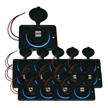 Imagem de Kit 15 Carregador de Celular Automotivo 2 USB C/ Moldura Removível - R