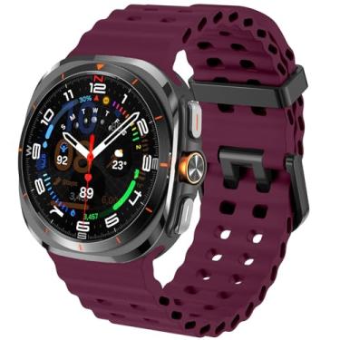 Imagem de SPINYE Pulseiras de relógio compatíveis com Samsung Galaxy Watch Ultra de 47 mm, macia, respirável, oceânica, de silicone esportivo, sem lacunas, para Galaxy Watch 7 Ultra de 47 mm (2024), feminino e