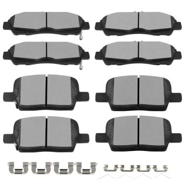 Imagem de SCITOO D1896 D1877 Conjuntos de pastilhas de freio de cerâmica dianteiras e traseiras com ferragens adequadas para Buick para Enclave 2018-2020, para Cadillac para XT5 / XT6, para Chevy para