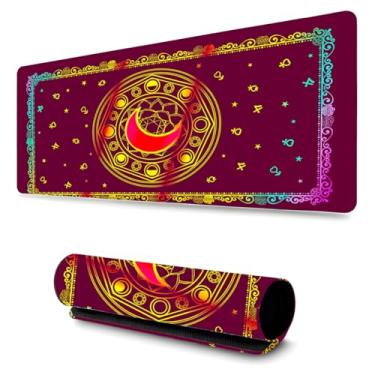 Imagem de Mouse Pad Gamer Profissional Confortavél Anti Derrapante Games e Escritório (80x40cm) Lua Temas (Vinho)