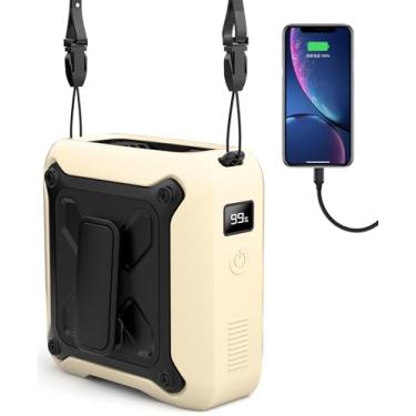 Imagem de KIDEE Cinto com clipe de cintura portátil sob a camisa com visor LED e lanterna, alimentado por bateria de 8000 mAh, recarregável, 5 velocidades, 14600 RPM, ventilador de resfriamento pessoal para