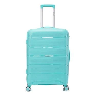 Imagem de Mala Denlex Grande 4 Rodas Giro 360o Polipropileno Azul 76cm