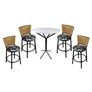 Imagem de Conjunto Mesa 4 Banquetas De Junco Baixa - Genérico