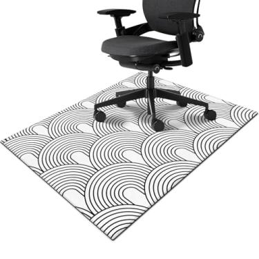 Imagem de Tapete de cadeira de escritório para piso de madeira e azulejo 122 cm x 91 cm, tapete de cadeira com rodinhas de computador arco-íris boho sob a mesa tapete antiderrapante para jogos tapete protetor