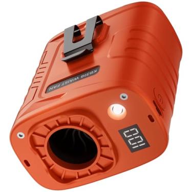 Imagem de KIBEE Ventilador de cintura portátil de encaixe com lanterna - 12500RPM 5 velocidades vestível, 5000 mAh operado por bateria, resfriamento de tempo de execução 29H para trabalho ao ar livre e viagens
