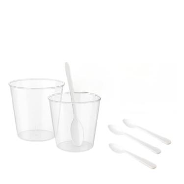 Imagem de Kit 200 Copinho 25 Ml Brigadeiro AcríLico + 200 Mini Colher(AZUL BEBÊ)