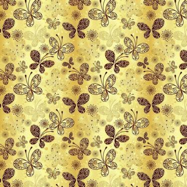 Imagem de Papel De Parede Amarelo Dourado Borboleta Autocolante Quarto