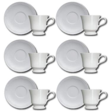 Imagem de Conjunto De Xícaras Para Chá Germer Cottage Em Porcelana 240 Ml 6 Peças Branco