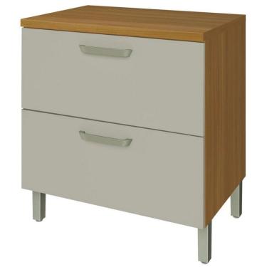 Imagem de Balcão Nesher Princesa 1 Porta 1 Gaveta 80Cm Freijó Com Off White